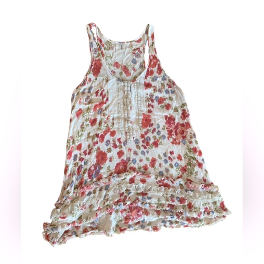 Free People Floral Blouse - Red, Green, Cream